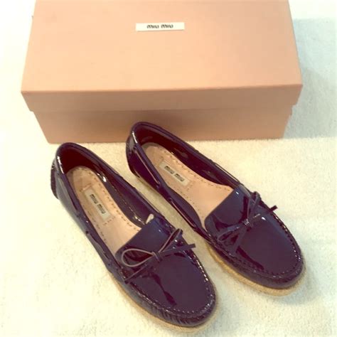 miu miu leather boat shoes